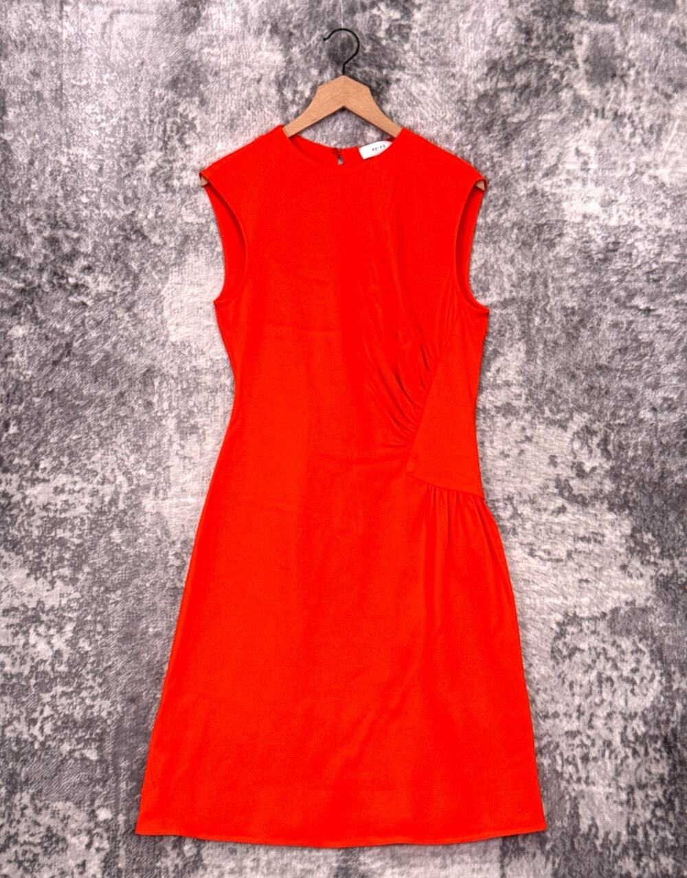 REISS Dress 6 Womens Stacey Ruched Sunset Orange